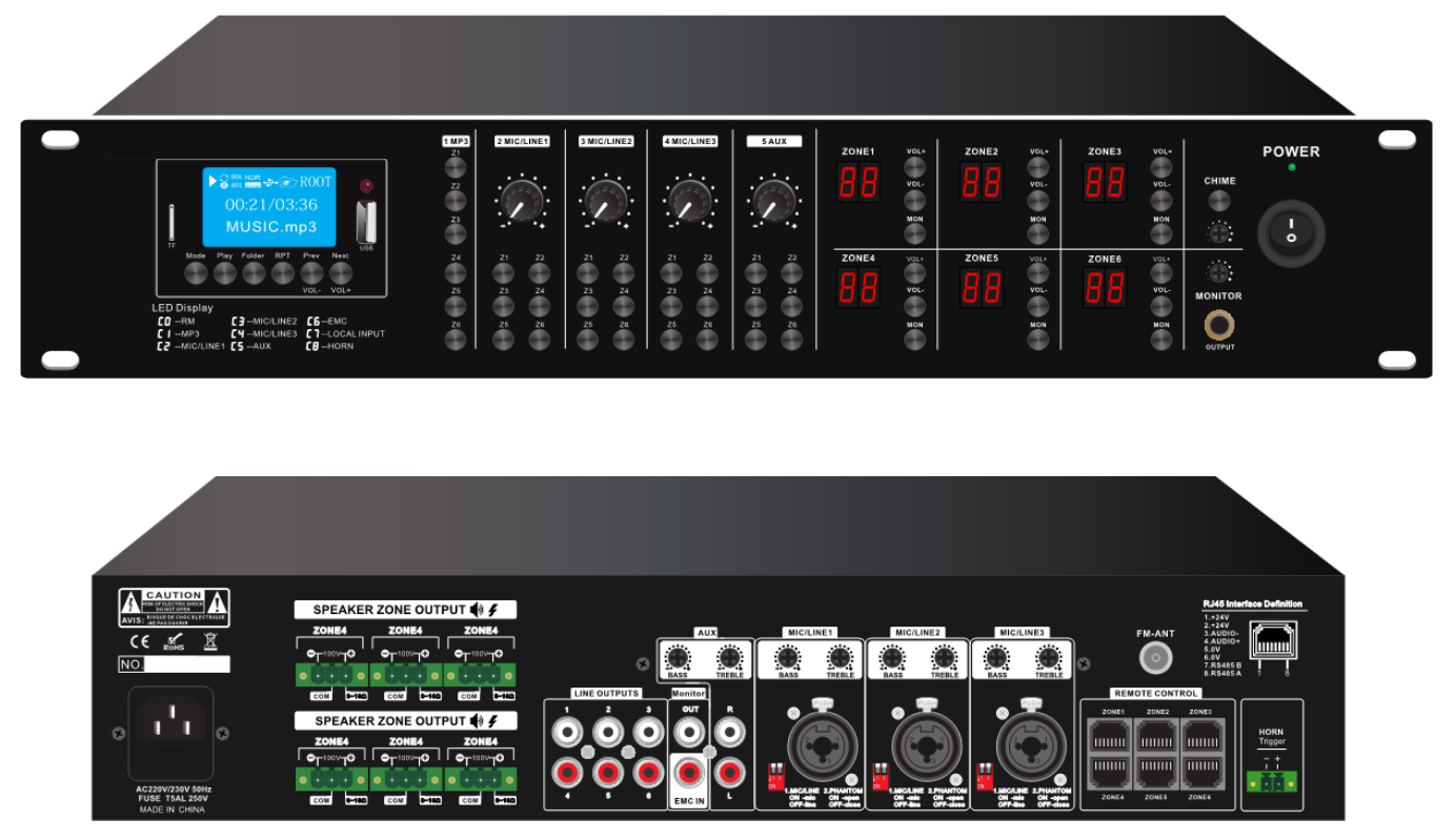 Tralltech T-AUD-HUB multi-zone audio matrix mixer amplifier