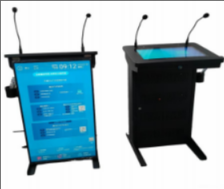 Tralltech dual-screen smart podium with 21.5 inch touch and 43 inch front display